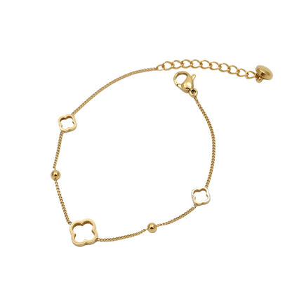 Hollow four-leaf clover titanium steel bracelet