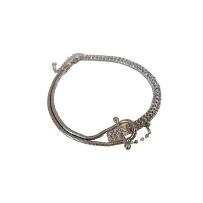 Asymmetric belt buckle double row diamond jewelry