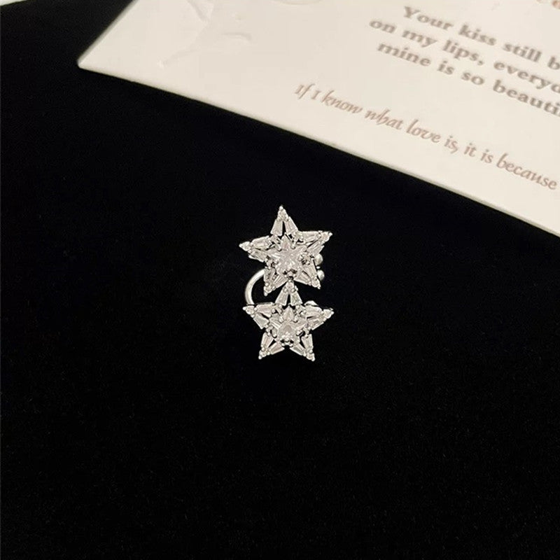 Micro-Inlaid Zirconia Five-Pointed Star Ear Cuff