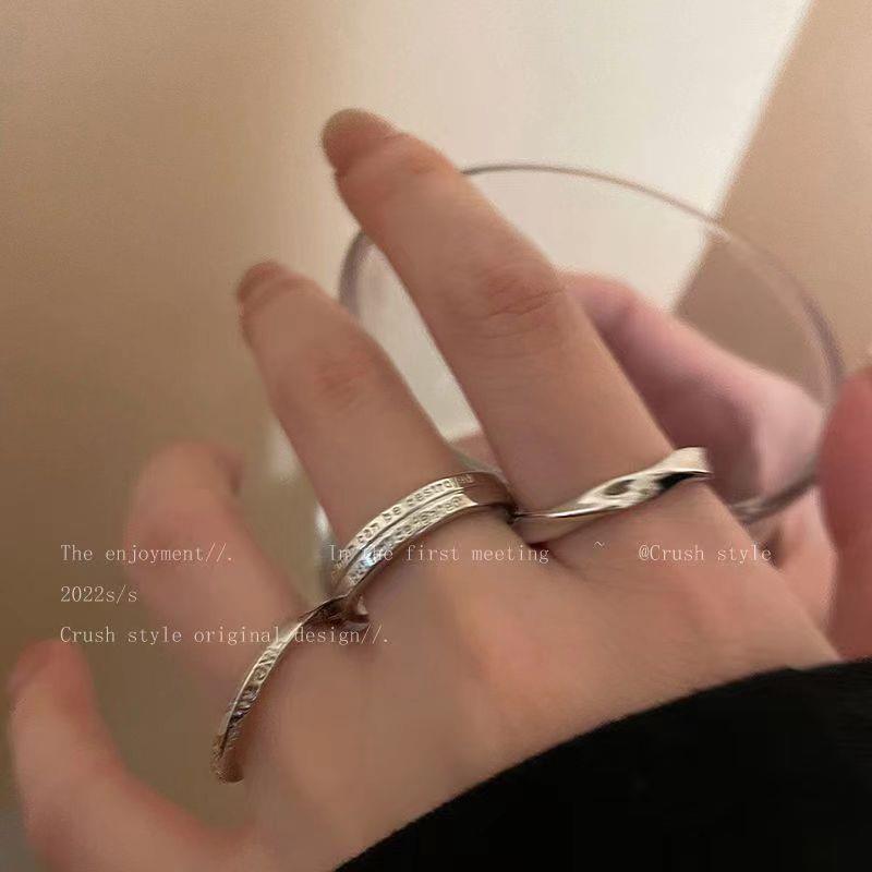 Three-piece silver plain ring