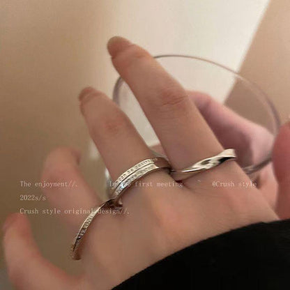 Three-piece silver plain ring