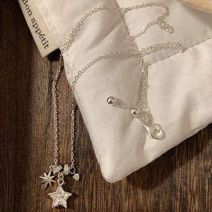 Lovely shining star full diamond necklace