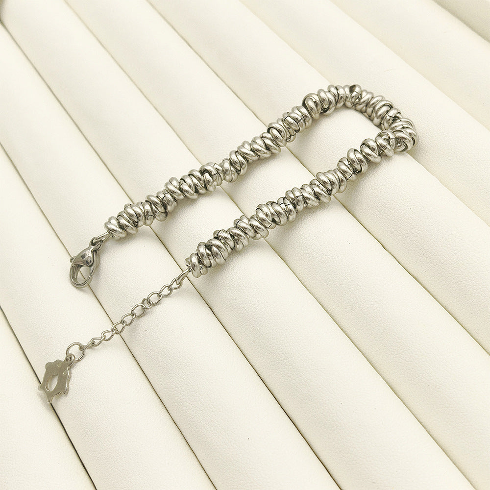 Titanium steel personalized bracelet braided pearl ring