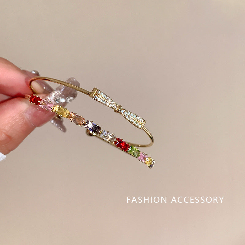A Thousand-dollar Atmosphere Sparkling Bow Micro-Inlaid Zircon Bracelet