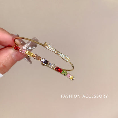A Thousand-dollar Atmosphere Sparkling Bow Micro-Inlaid Zircon Bracelet