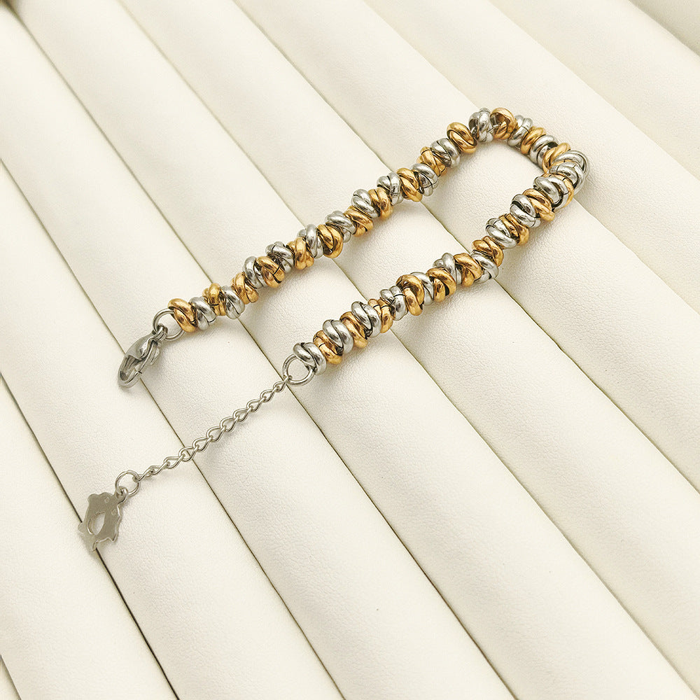 Titanium steel personalized bracelet braided pearl ring