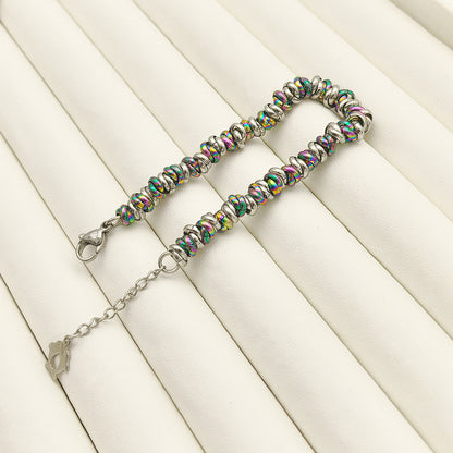 Titanium steel personalized bracelet braided pearl ring